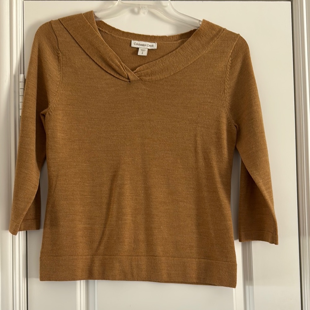 Coldwater Creek Tan V-Neck Sweater